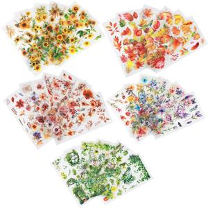 468 Pcs Plants Floral Scrapbook Stickers, 30 Sheets Vintage Fall Aesthetic Stickers for Scrapbooking, Transparent Flower Sticker for Card Letters DIY, Junk Journal Supplies (Nature Series)