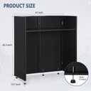 LUCKUP DJ Facade Booth 41"L x 20"W Portable DJ Facade with White & Black Scrim, Foldable DJ Table Station with LED Strips for Party, Black Metal Frame, 41.1"Lx19.7"W with LED strips