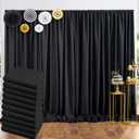 50 ft x 10 ft Thick Black Backdrop Curtain for Parties, 10 Panels Black Polyester Wedding Backdrop Drapes for Birthday Photography Background Party Backdrop Home Decorations (5ftx10ft(10pack))