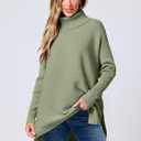 ANRABESS Women's Oversized Turtleneck Batwing Sleeve Spilt Casual Loose Knit Tunic Pullover Sweater Tops 2025 Fall Outfits (Gray, XS)