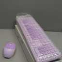 Fogruaden Quiet Purple Wireless Keyboard and Mouse, 2.4GHz Retro Cute Typewriter-Style Full-Size Colorful Keyboard and Mouse Combo, Slim Design, Low-Noise Typing for Home, Office, Windows PC, Laptop