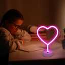 BRIGHTDECK Valentines Day Decorations, 2 Pack Heart Neon Signs, LED Pink Lights Battery Operated or USB Powered, Neon Lights Heart Decor for Valentine's Day Gifts, Wedding, Party, Pink Room Decor