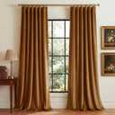 StangH 90 Inch Gold Brown Curtains for Living Room, Luxury Velvet Room Darkening Drapes for Playroom Soft Terracotta Energy Efficient Panels with Soundproof, W52 x L90, 2 Panels