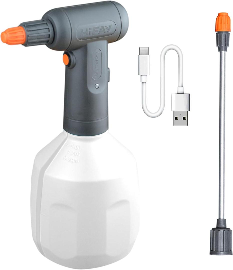 ES1 Electric Spray Bottle 1L/0.26 Gallon, Spray 100 Bottles On a Single Charge, Handheld Rechargeable Battery Powered Sprayer,Automatic Sprayer,Plant Mister for Plants in Lawn and Garden (White)