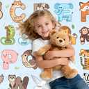 ABC Kids Rugs for Playroom - 9x12 Feet Large Classroom Rug for Kids Preschool Educational Learning Animal, Alphabet Rugs Children Toddler Nursery Kindergarten Decor, Blue