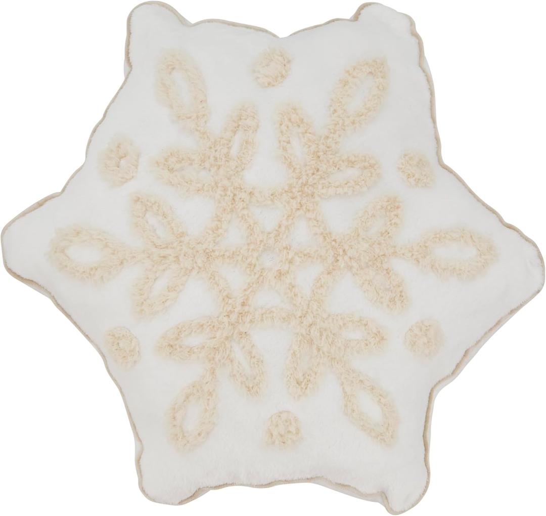 SARO LIFESTYLE Crystal Frost Snowflake Poly Filled Throw Pillow