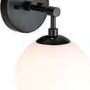 XiNBEi Lighting Wall Light 1 Light Vintage Wall Sconce with Globe Glass, Bathroom Vanity Light in Matte Black for Bathroom & Bedroom XB-W1211-MBK