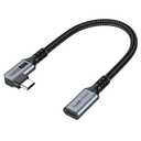 Small USB C Extension Cable 1FT, Short USBC Extender Right Angle Cord, USB 3.2 (10Gbps) Male to Female 100W PD Charging 4K Video for MacBook Pro/Air,USBC Hub,Microphone,Flash Drive,Docking,Phone,PC (Grey)