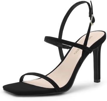 DREAM PAIRS Women’s Slingback Heels High Stilettos Open Square Toe Ankle Strap Pumps Sexy Comfort Strappy Dress Shoes Wedding Bridal Heeled Sandals, SIZE 9.5 W