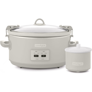 Crock-Pot Designer Series 7qt Slow Cooker with Bonus Little Dipper Mushroom: 4 Settings, Stoneware, Stainless Steel, Keep Warm