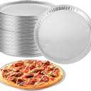 WOPPLXY 25 Pack Disposable Aluminium Foil Serving Trays, 12 Inch Round Aluminum Foil Pans, Disposable Round Foil Pizza Pans for Pizzas, Vegetable, Fruit, Cake, Cookies