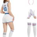 KESSTEMA Halloween Women's Bunny Cosplay Costume Full outfit Space Movie with Shorts Headband socks L