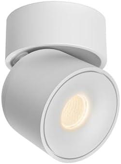 Aisilan LED Indoor White Ceiling Spot Light 7W Surface Mounted Light Fixture with 360° Pivoting Spotlight, Dimmable Warm White 3000K CRI 97+ for Living Room Bedroom, 1 Pack
