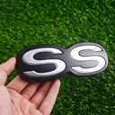 1Pc 1971 1972 Chevelle El Camino Super Sport SS Rear Bumper Emblem Letters with Hardware Replacement for SS (Silver Black)