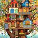 Tree House Puzzles for Adults 1000 Pieces, Fantasy Tree of Life Jigsaw Puzzles, Plant Challenging Hard Puzzles as Nature Decor