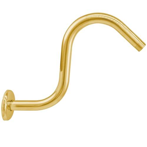 Westbrass 1/2" IPS x 8" S-Shaped Shower Arm and Flange, Polished Brass, D303-81-01