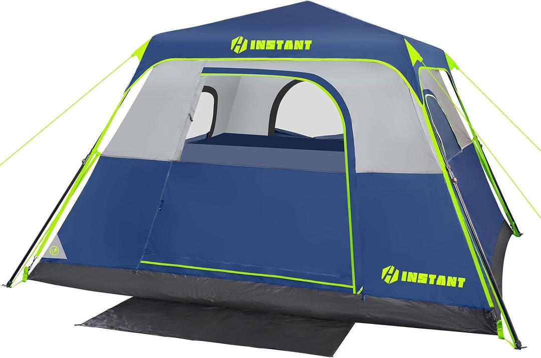 4 Person Instant Tent, Waterproof Pop Up Tents for Camping with Rainfly, 60 Seconds Easy Setup, Automatic Cabin Tent for Family Camping with Expandable Carry Bag & Upgraded Ventilation