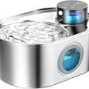 Wireless Cat Water Fountain: Battery Operated Stainless Steel Pet Fountain, Automatic Cordless Water Dispenser Indoor, Metal Faucet Bottle for Drinking, Rechargeable Dog Water Bowl with 1 Filter