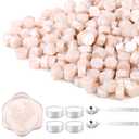 Yoption 360Pcs Champagne Sealing Wax Beads with 2 Spoons and 4 Tea Candles for Wax Seal Stamps, Cards, Wedding Invitations, Wine Packaging, Gift Wrap, Envelopes