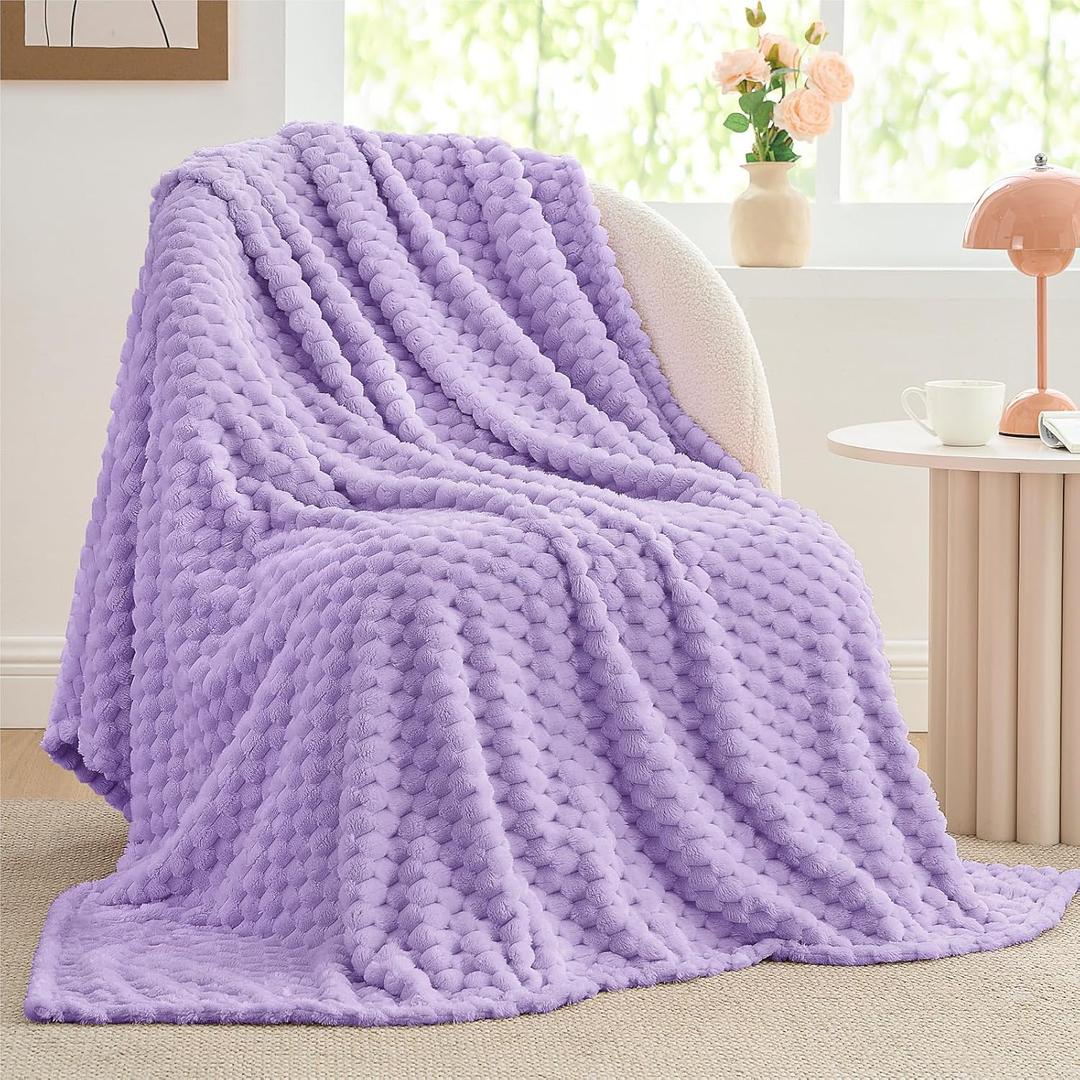 BEDELITE Fleece Throw Blanket for Couch & Bed - 3D Jacquard Decorative Lavender Blanket, Super Soft and Cozy Warm Fuzzy Blanket All Seasons Suitable, 50x60Inches BEDELITE Fleece Throw Blanket for Couch & Bed - 3D Jacquard Decorative Lavender Blanket, Super Soft and Cozy Warm Fuzzy Blanket All Seasons Suitable, 50x60Inches
