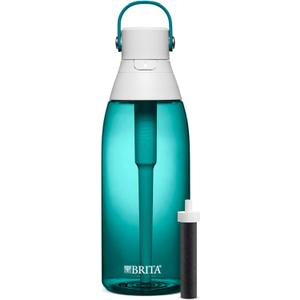 Brita Hard-Sided Plastic Premium Filtering Water Bottle, BPA-Free, Reusable, Replaces 300 Plastic Water Bottles, Filter Lasts 2 Months or 40 Gallons, Includes 1 Filter, Sea Glass - 36 oz.