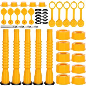 Gas Can Spout Replacement, (5 Kit-Yellow) Gas Can Nozzle Suitable for Most 1/2/5/10 Gal Oil Cans, Flexible Gas Spout Replacement, Fuel Can Pour Spout