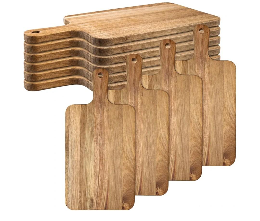 10 Pcs Acacia Wood Cutting Board with Handle,Wooden Chopping Boards Kitchen Cutting Board for Meat Bread Fruit Cheese Serving Board Charcuterie Boards Chopping Blocks,7.8x15.7in