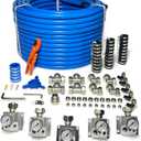 Compressed Air Piping System with 3/4 Inch ID x 200 feet 5-Way Multi-Outlet Aluminum Manifolds with individual Pressure Gauge HDPE Tubing Shop Air Line Kit, Air Compressor Line Kit | 200 PSI | 9120G