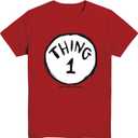 Dr. Seuss Thing One Two Cat in The Hat Boys Youth Matching Costume T-Shirt (Red, S)