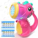 Bubble Machine Wand for Girls Boys Toy, Dinosaur Bubble Machine Maker Blower Toys with Light & Music, Toddler Outdoor Toys for 3 4 5 Year Old Boy Girl Toddler Birthday Gifts Bubble Solution - Red