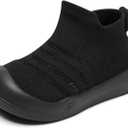 Eashi Baby Boy Girl Non-Skid Indoor Infant Walking Shoes Breathable Warm Elastic Sock Shoes with Memory Sole Protect Toes Outdoor Sneakers (0-9 Months Infant, Mesh Pure Black)
