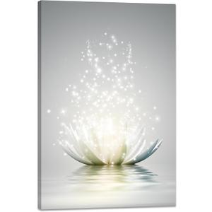 Lotus Floral Canvas Prints Art for Zen Office Decor Wall Art Meditation Pictures Modern Artwork Painting Framed Ready to Hang(20x30inch)
