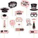 YEIRFYY 35 Pieces Pink Rose Gold Graduation Photo Booth Props Class of 2026 Graduate Photobooth Sticks Preschool Kindergarten Elementary Middle School High School Congrats Grad Party Decorations