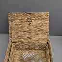 Geelin 2 Set 2 Size Rustic Wedding Card Basket Set Water Hyacinth Decorative Wicker Basket Boxes with Letter Flag Suitable For Baby Shower Birthday Party Graduation Ceremonies Bridal Supplies