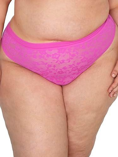 Curvy Couture Women's Plus Size Thong Panties XL Pink