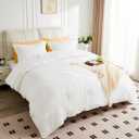 JOKOLO Queen Size Comforter Set - 3 Pieces,1 Reversible Lightweight Comforter and 2 Pillowcases,Soft Quilt Blanket Warm Fluffy Cooling Bedding for All Season,White