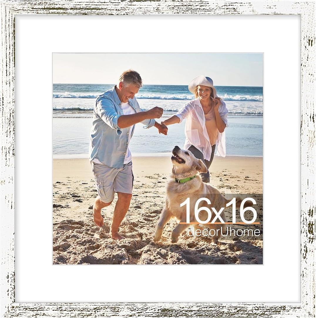 decorUhome 16x16 Picture Frame Fits 12x12 Photos with Mat