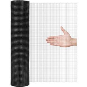 Black Hardware Cloth, 1/2 Inch, PVC Vinyl Coated 19GA Chicken Wire, Rustproof & Weather-Resistant Welded Fence for Chicken Coops, Garden Protection, Raised Beds, Pest Barrier (25-PVCHC-48X100)