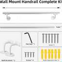 3 FT Heavy Duty Metal Stairs Railing Indoor White, Wall Mount Pipe Stair Handrail - Hand Rails for Indoor & Outdoor Steps, Banister Deck Porch Patio Railing, Wall Grab Bars for Seniors