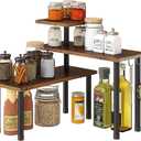 GHWIE Corner Shelf Organizer, 3 Tier Bamboo Kitchen Countertop Rack for Living Room, Office, Bookshelf Display Shelves, Space Saving Storage Shelves,Rustic Brown, 22 Inches X 22 Inches X 12 Inches