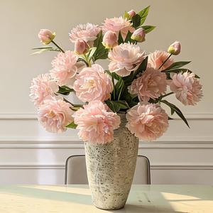 6 Pcs 25'' Fake Silk Peony Artificial Flowers for Vase, Faux Large Peonies Branches with Stems for Tall Vase, Flowers Arrangement for Centerpieces, Home Decorations (Pink)