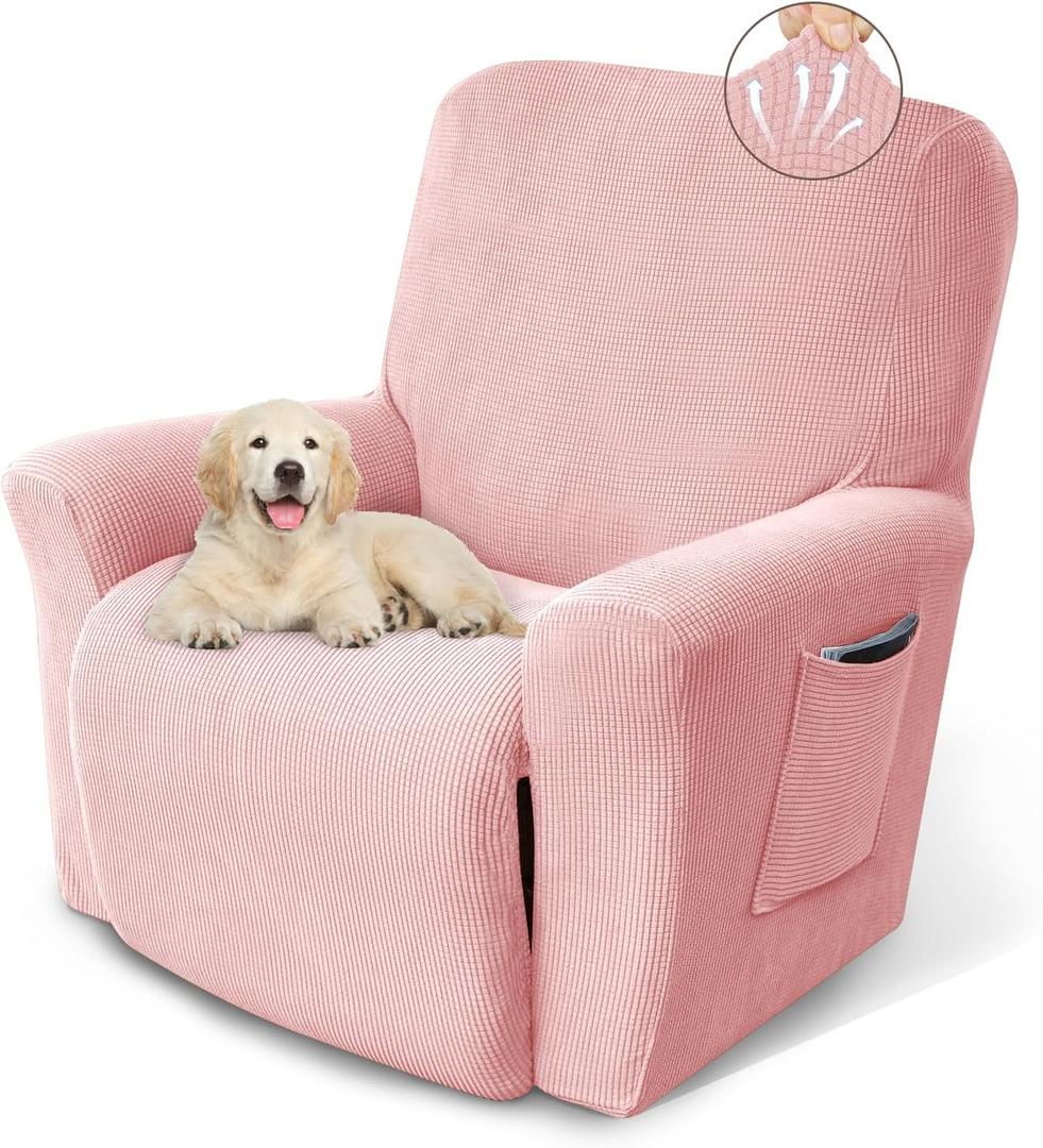 Recliner Chair Cover Lazy Boy Recliner Covers Recliner Covers for Recliner Chair 1 Piece Furniture Protector Prevent wear and pet HairRecliner,Pink