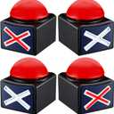 Game Buzzer Set with Lights & Sound gameshow Buzzer Alarm Sound Game Show Button Box Party Contest Prop Toy 4Pack Family Trivia Buzzers for Classroom, Party, Game Nights