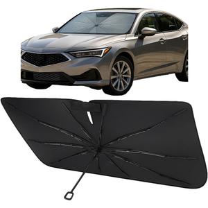 Proadsy Windshield Sun Shade Umbrella for Acura Integra 2023-2025 2026 Foldable Car Umbrella Sunshade with Soft TPU Handle Spring Structure Crystal Cooling Material Protect Car from Rays & Heat