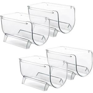 Pack of 4 Bottle Rack, Fridge Organizer Bottle Rack, Stackable Wine Rack Plastic Bottle Holder