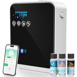 Waterless Essential Oil Diffuser,Aromatherapy Scent Diffuser Air Machine with Smart APP & Touch Screen,1500 sq.ft Coverage,250ml Capacity|Whole House Oil Diffusers for Home & Hotel Collection-Black