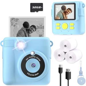 ESOXOFFORE Kids Camera Instant Print, Christmas Birthday Gifts for Kids Age 3-12, Selfie Digital Camera with 1080P Videos,Toddler Portable Travel Cameras Toy for 4 5 6 7 8 9 Year Old Boys Girls-Blue