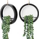 Der Rose 2 Pack Fake Plants Hanging Artificial Succulents Plants in Black Pots for Living Room Bathroom Accessories Boho Farmhouse Wall Decor