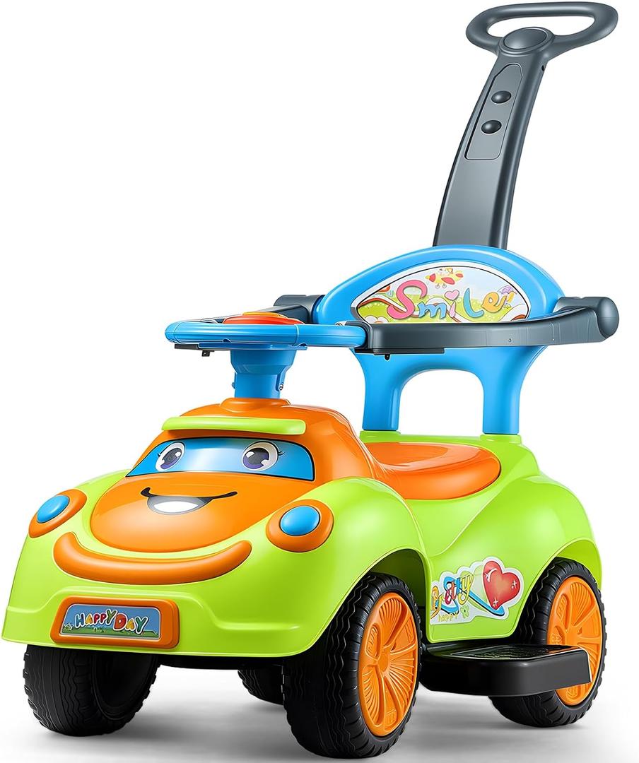 VEVOR Ride On Push Car, Push Car for Toddler 19 to 36 Months, Around Buggy with Guardrails, Handle & Under-seat Storage, 55 lbs Load Capacity, Foot-to-Floor Walker for Boys Girls, Green