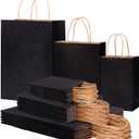 OUTUXED 120pcs Paper Bags with Handles Assorted Sizes Kraft Black Paper Gift Bags Bulk 3 Mixed Sizes for Retail, Party, Birthday, Gift, Shopping, Business, Merchandise